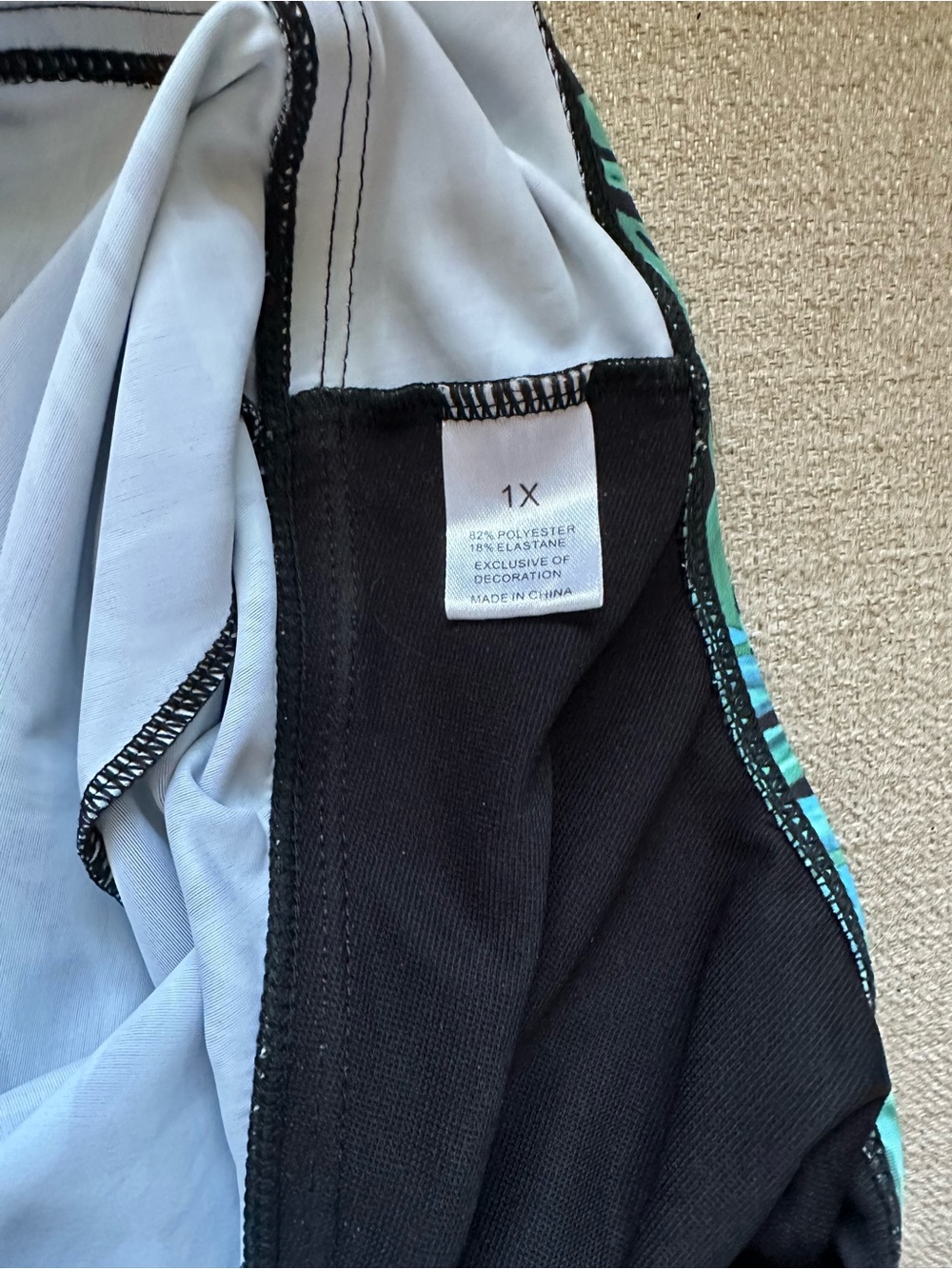 Amazon Women's Teal and Black Leaf-Print Swim Tank Top - Picture 4 of 10